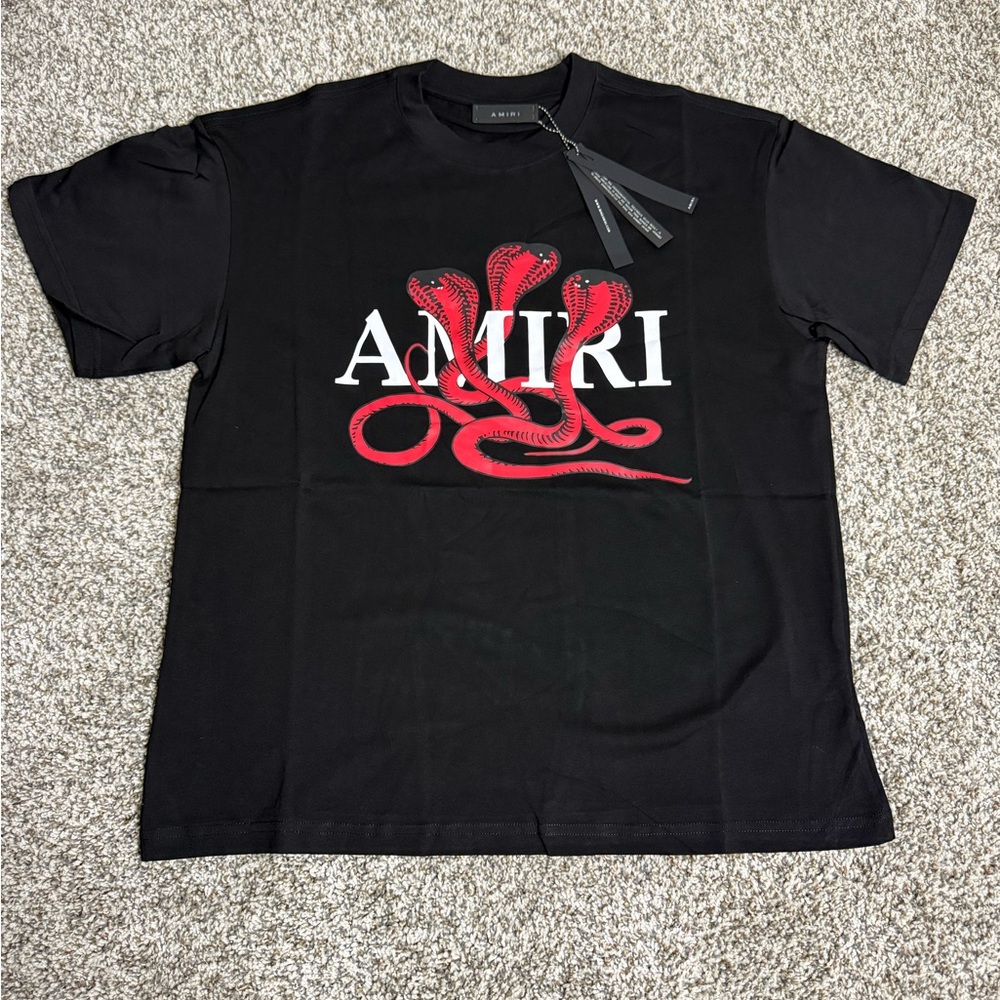 AMIRI Black Tee with Red Snake Design